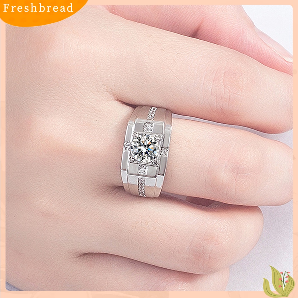 &lt; Freshbread &gt; Cincin Zircon Bersinar Geometris Berlian Imitasi Hias Electroplating Hypoallergenic Dekorasi Perhiasan Pria Pertunangan Open Finger Ring Band Untuk Hadiah