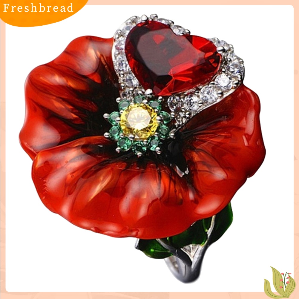 &lt; Freshbread &gt; Pesta Pernikahan Fashion Bunga Bentuk Hati Ruby Imitasi Jari Cincin Perhiasan Pengantin