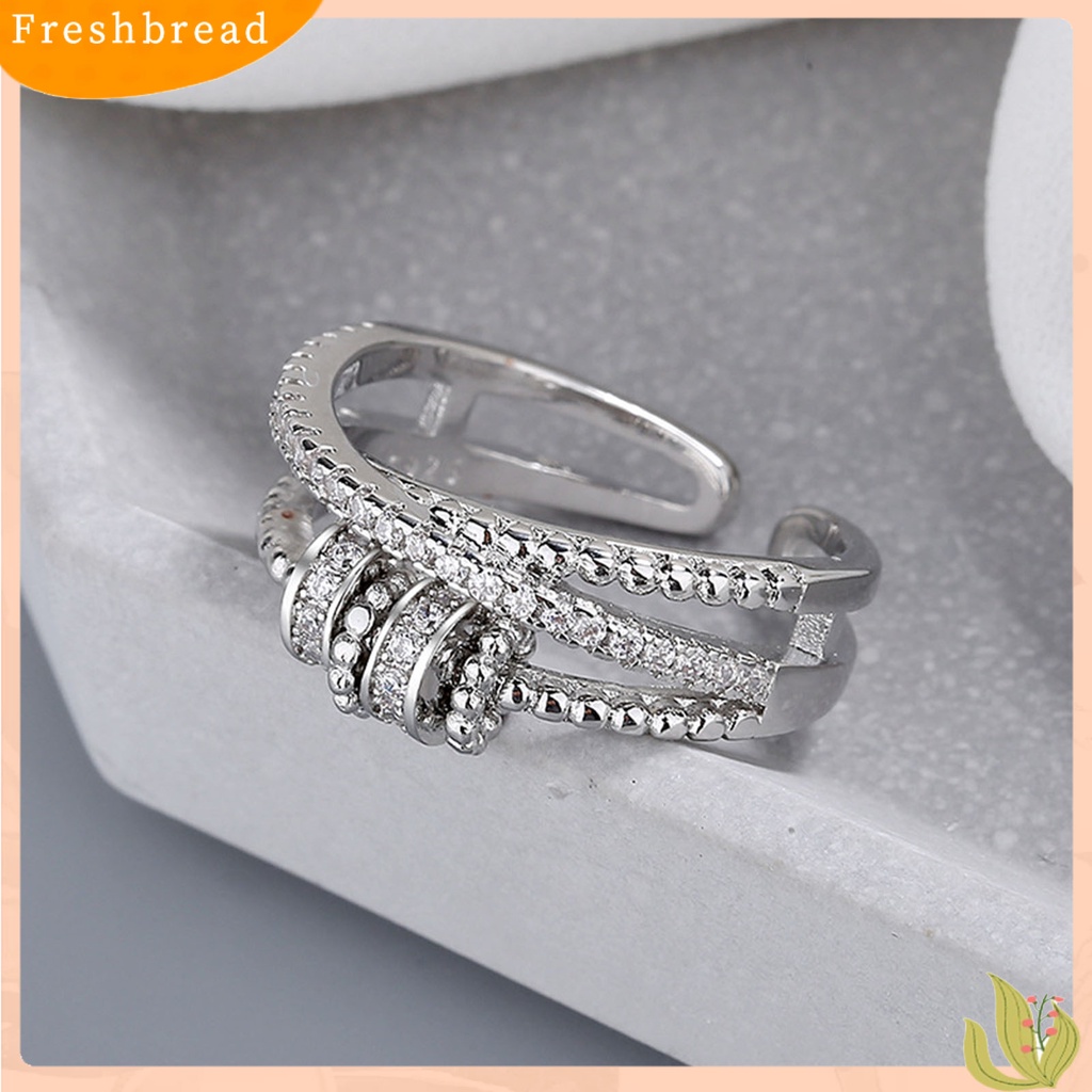 &lt; Freshbread &gt; Wanita Cincin Spiral Manik Relief Pressure Jewelry Putar Berlian Imitasi Finger Ring Untuk Pakaian Sehari-Hari