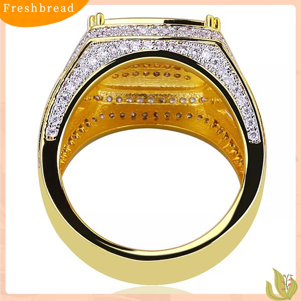 < Freshbread > Berlian Imitasi Mengkilap Perhiasan Pria Wanita Pertunangan Pernikahan Pengantin Pria Cincin