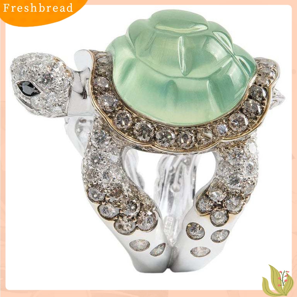 &lt; Freshbread &gt; Fashion Wanita Berlian Imitasi Bertatahkan Turtle Cincin Pernikahan Pertunangan Perhiasan Hadiah