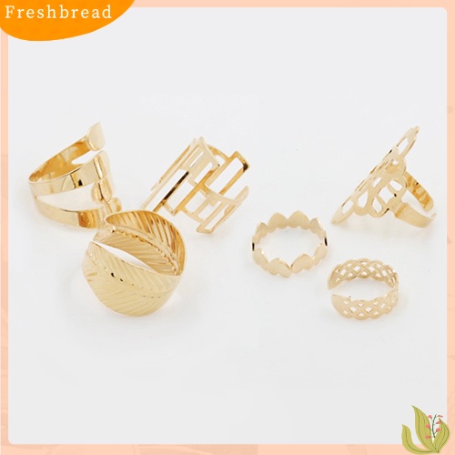 &lt; Freshbread &gt; 6 Pcs Fashion Wanita Nada Emas Daun Hati Berongga Midi Knuckle Finger Rings Set