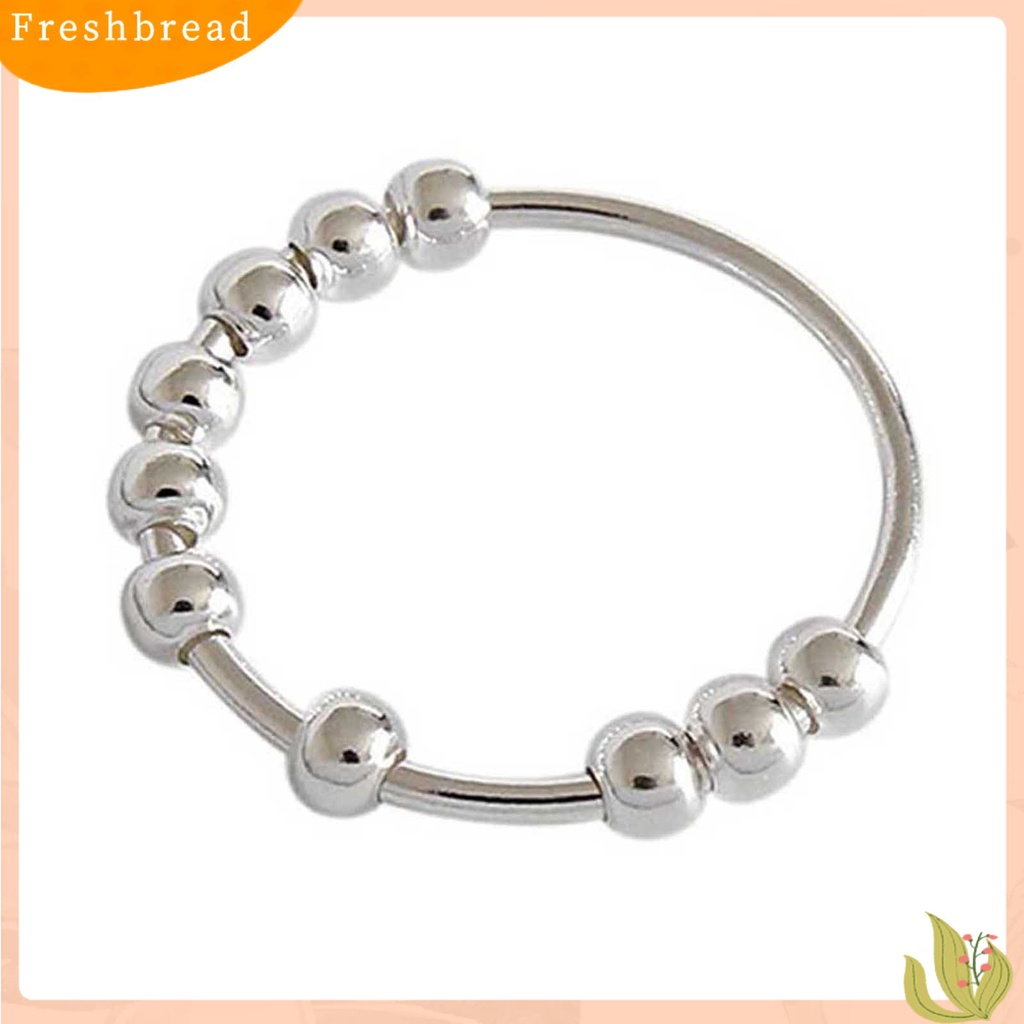 &lt; Freshbread &gt; Meredakan Tekanan Manik Unisex Cincin Bola Tembaga Dapat Ditumpuk Jari Cincin Aksesori Perhiasan