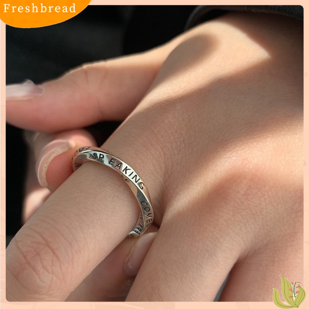 &lt; Freshbread &gt; 1Pc Cincin Huruf Inggris Simple Indah Sehari Hari Memakai Tembaga Memutar Tidak Teratur Wanita Ring Untuk Perjamuan