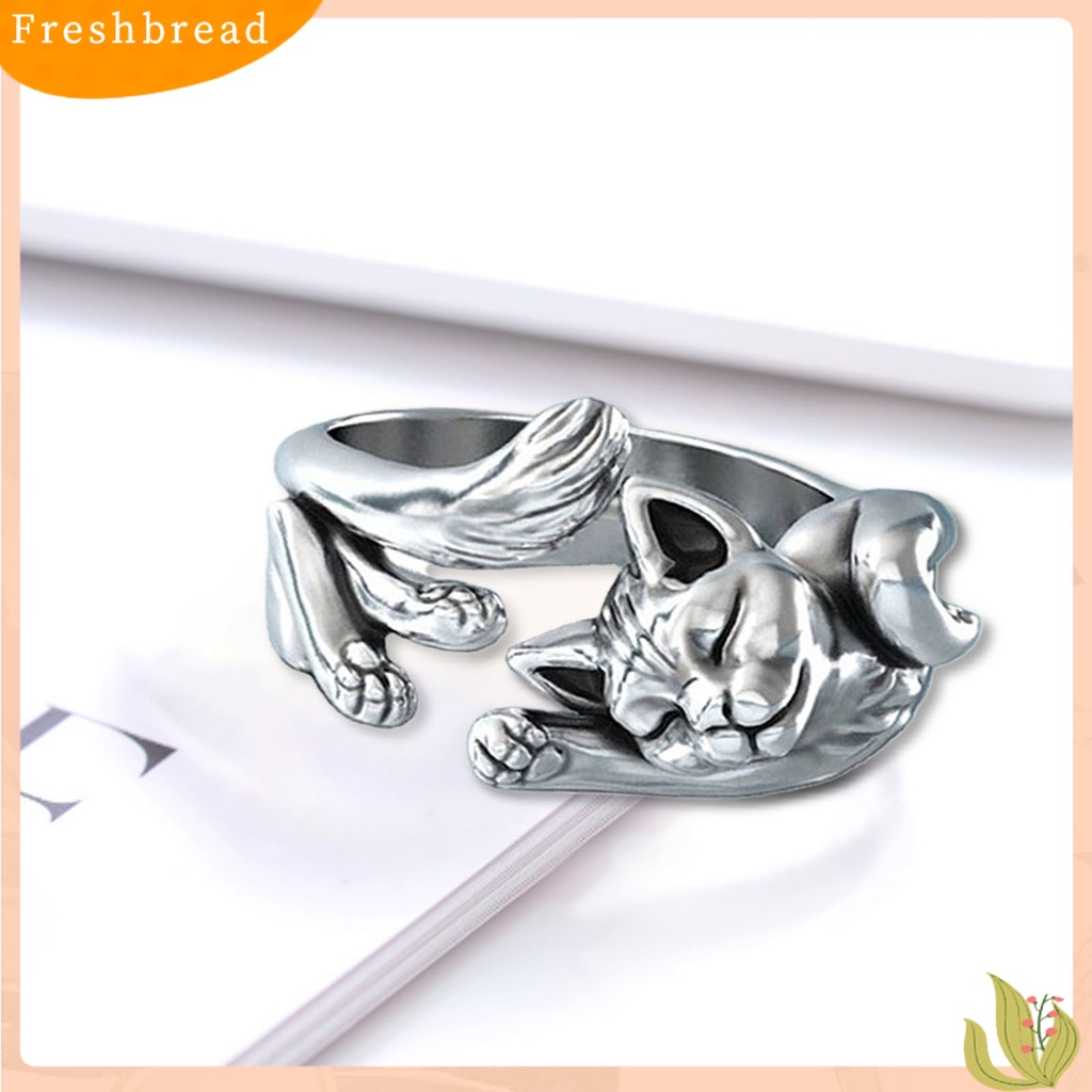 &lt; Freshbread &gt; Cute Adjustable Open Cat Kitten Totem Cincin Aksesori Perhiasan Pernikahan