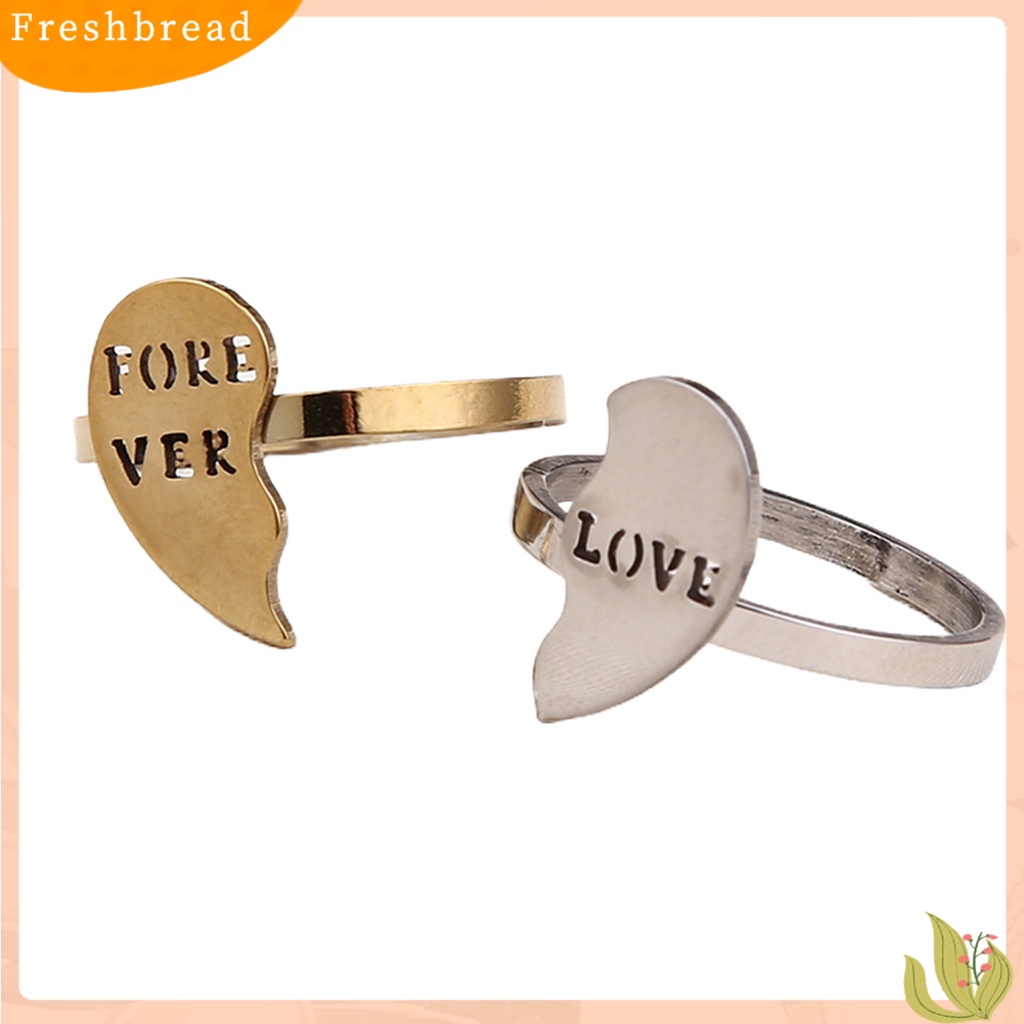 &lt; Freshbread &gt; 2Pcs/Set Cincin Fashion Indah Alloy Stackable Heart Decor Couple Ring Untuk Kehidupan Sehari-Hari