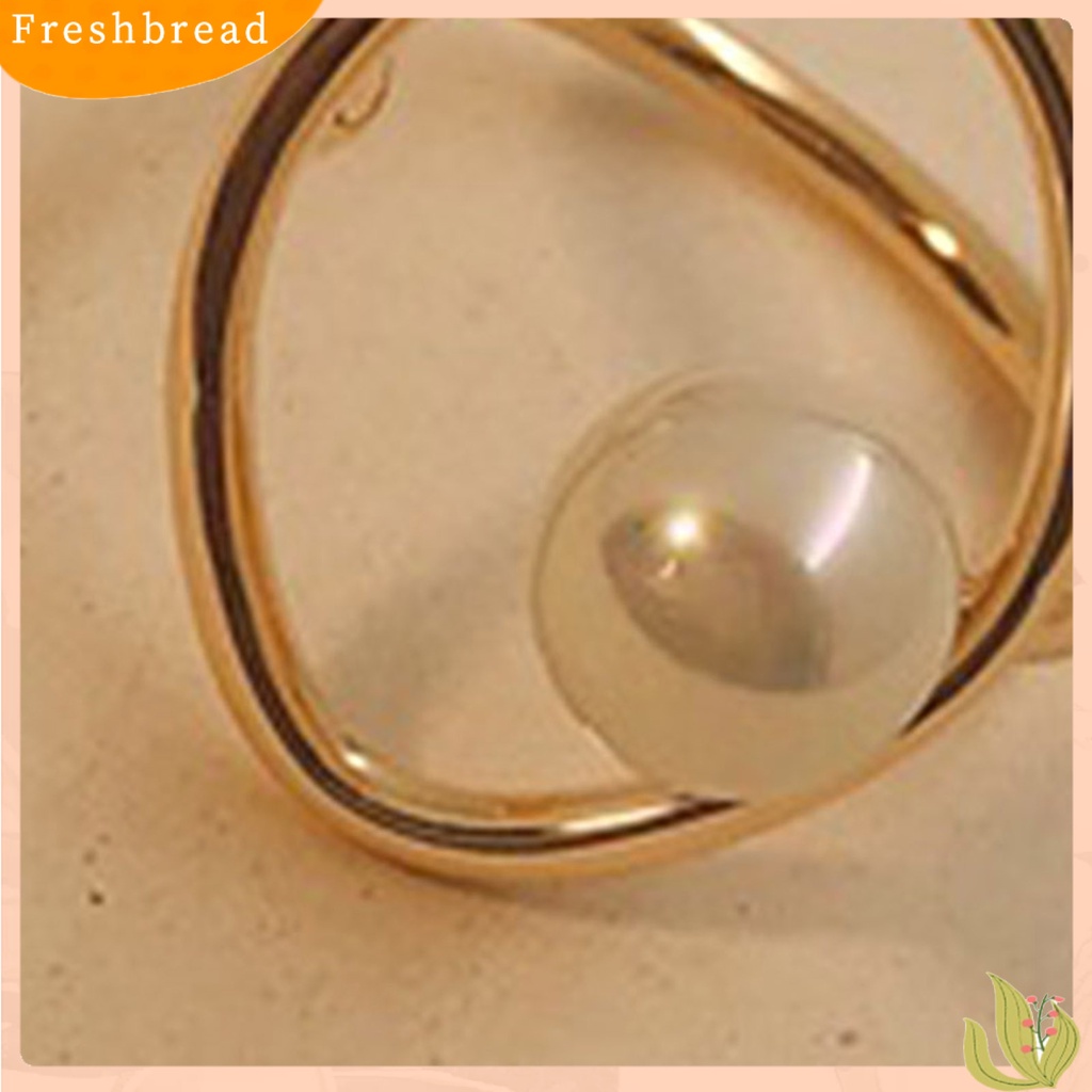 &lt; Freshbread &gt; Wanita Cincin Electroplating Eye-catching Emas Imitasi Mutiara Jari Cincin Aksesoris Perhiasan