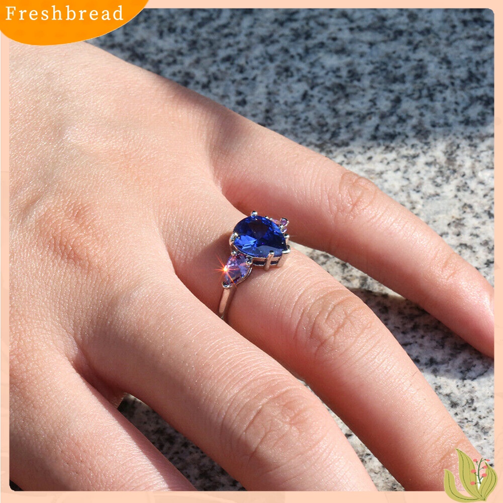 &lt; Freshbread &gt; Fashion Wanita Faux Safir Amethyst Jari Cincin Hadiah Perhiasan Pesta Pernikahan