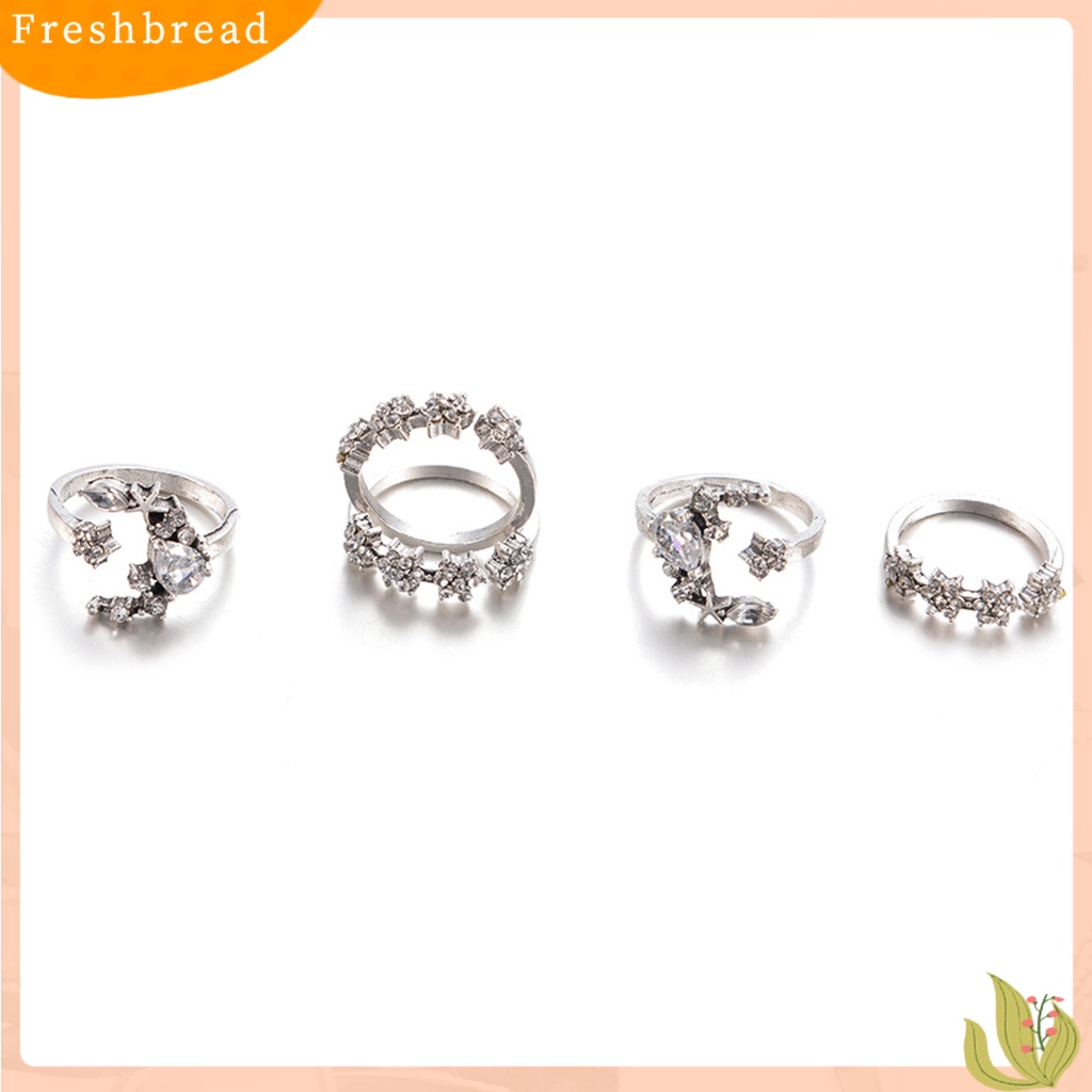 &lt; Freshbread &gt; 5Pcs Cincin Berlian Imitasi Ringan Bahan Alloy Cincin Jari Untuk Club