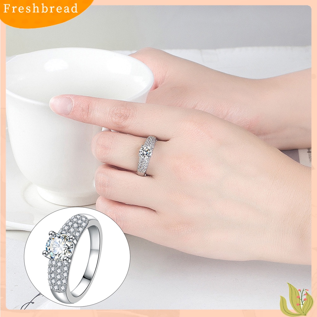 &lt; Freshbread &gt; Zirkon Cincin Pengerjaan Indah Bersinar Geometris Poles Mempesona Tahan Lama Aksesori Perhiasan Lady Janji Pernikahan Band Cincin Wanita Perhiasan