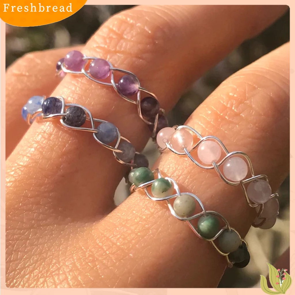 < Freshbread > Cincin Wanita Kawat Manik-Manik Angin Perhiasan Vintage Geometris Finger Ring Untuk Pesta