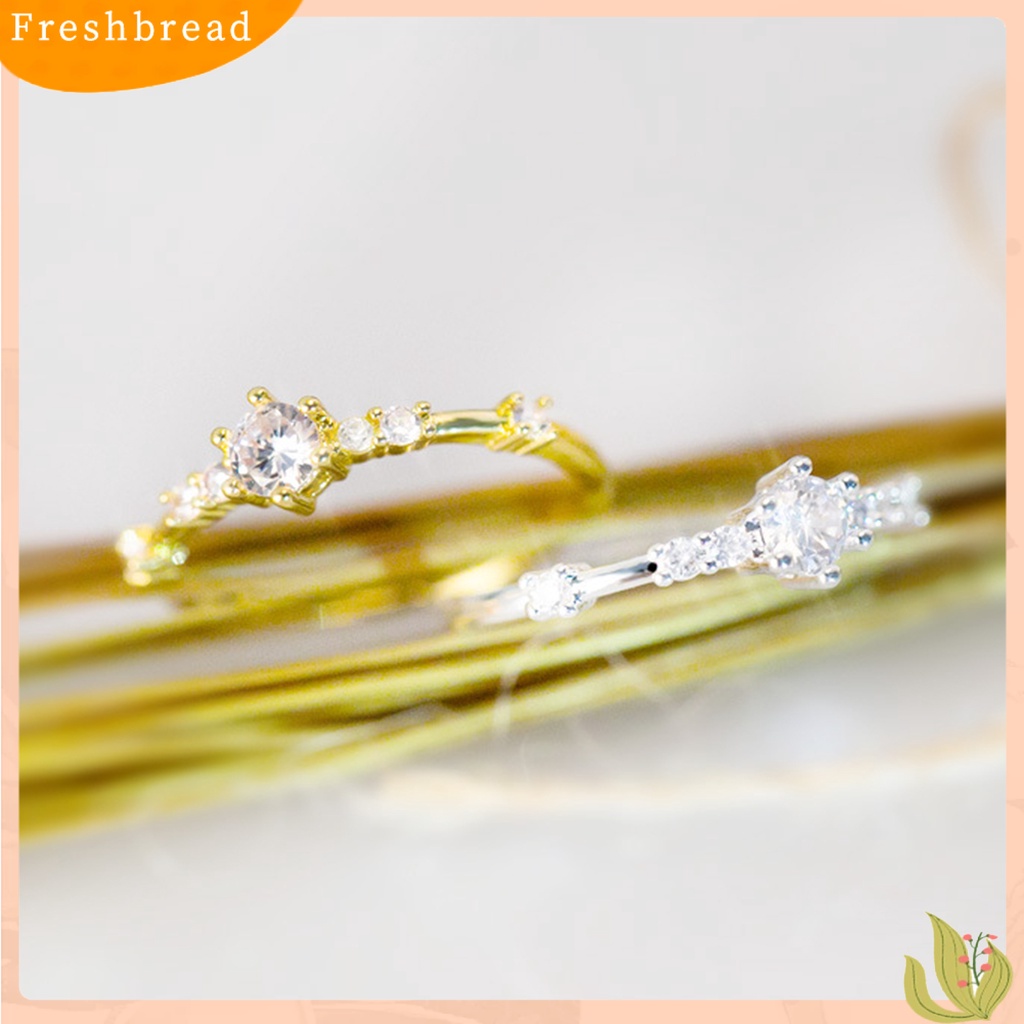 &lt; Freshbread &gt; Cincin Berlian Imitasi Hias Anti Karat Metal Ladies Engagement Finger Band Untuk Ulang Tahun