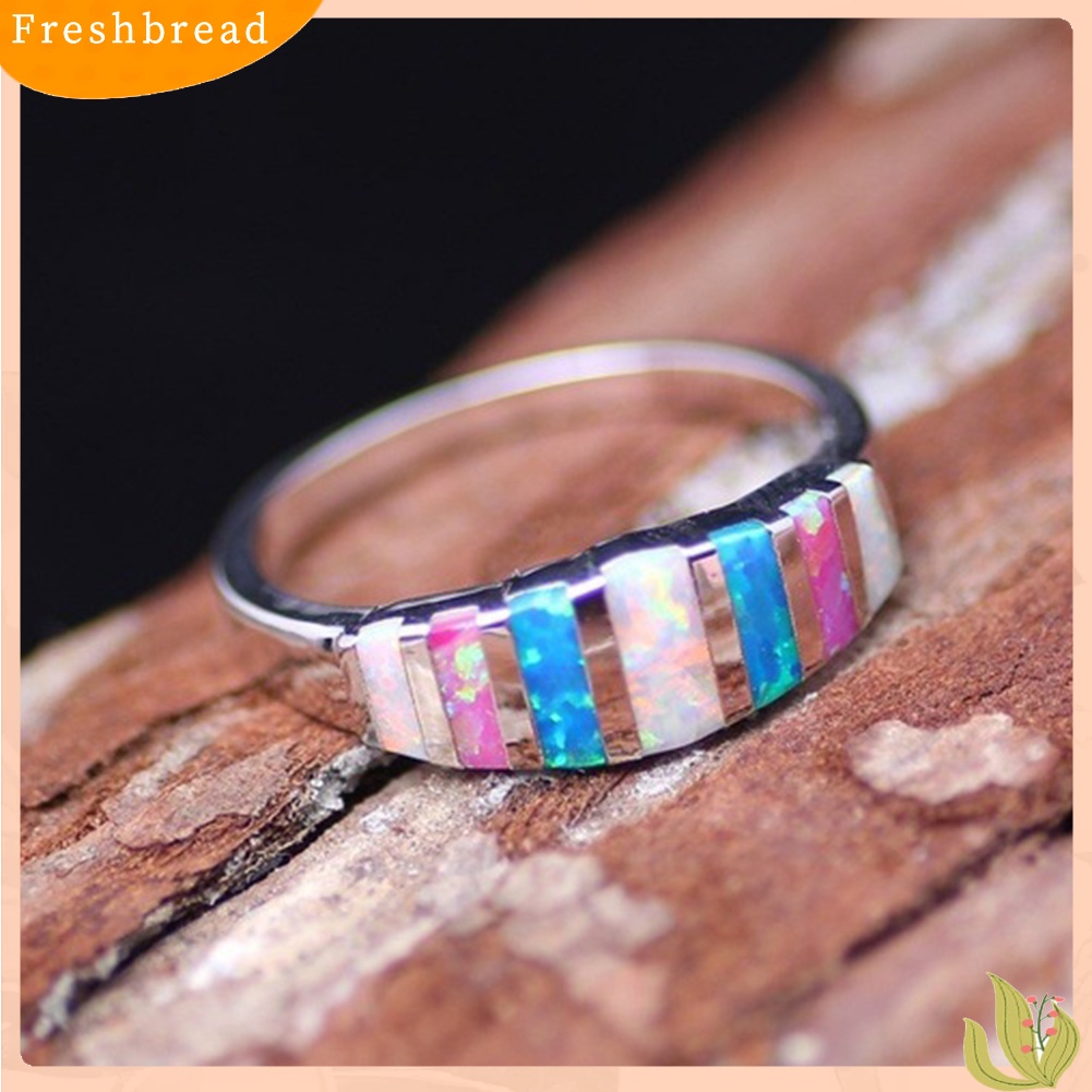 &lt; Freshbread &gt; Wanita Fashion Multicolor Faux Opal Bertatahkan Jari Cincin Hadiah Perhiasan Pesta Pernikahan