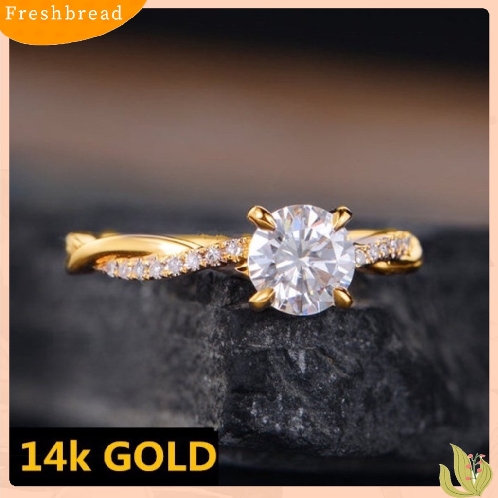 &lt; Freshbread &gt; Wanita Elegan Penuh Berlian Imitasi Bertatahkan Cubic Zirconia Jari Cincin Perhiasan Pernikahan