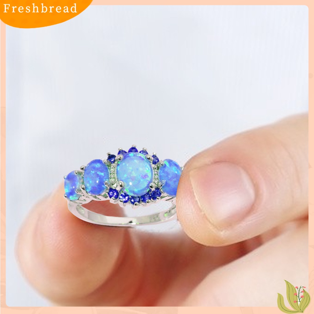 &lt; Freshbread &gt; Cincin Wanita Geometris Perhiasan Permata Imitasi Electroplating Bright Luster Ring Untuk Pernikahan