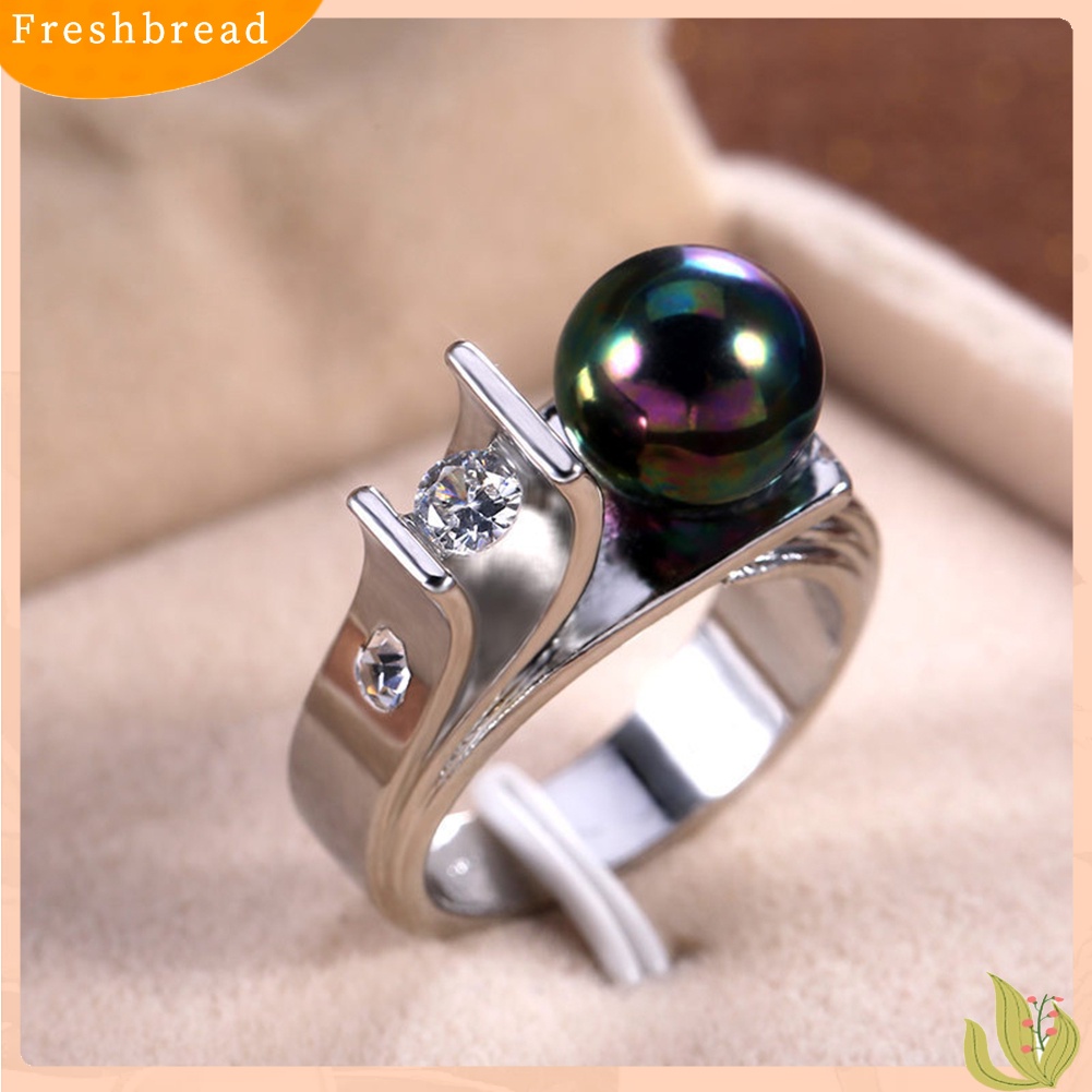 < Freshbread > Fashion Wanita Mutiara Imitasi Geometris Jari Cincin Pernikahan Pertunangan Perhiasan Hadiah