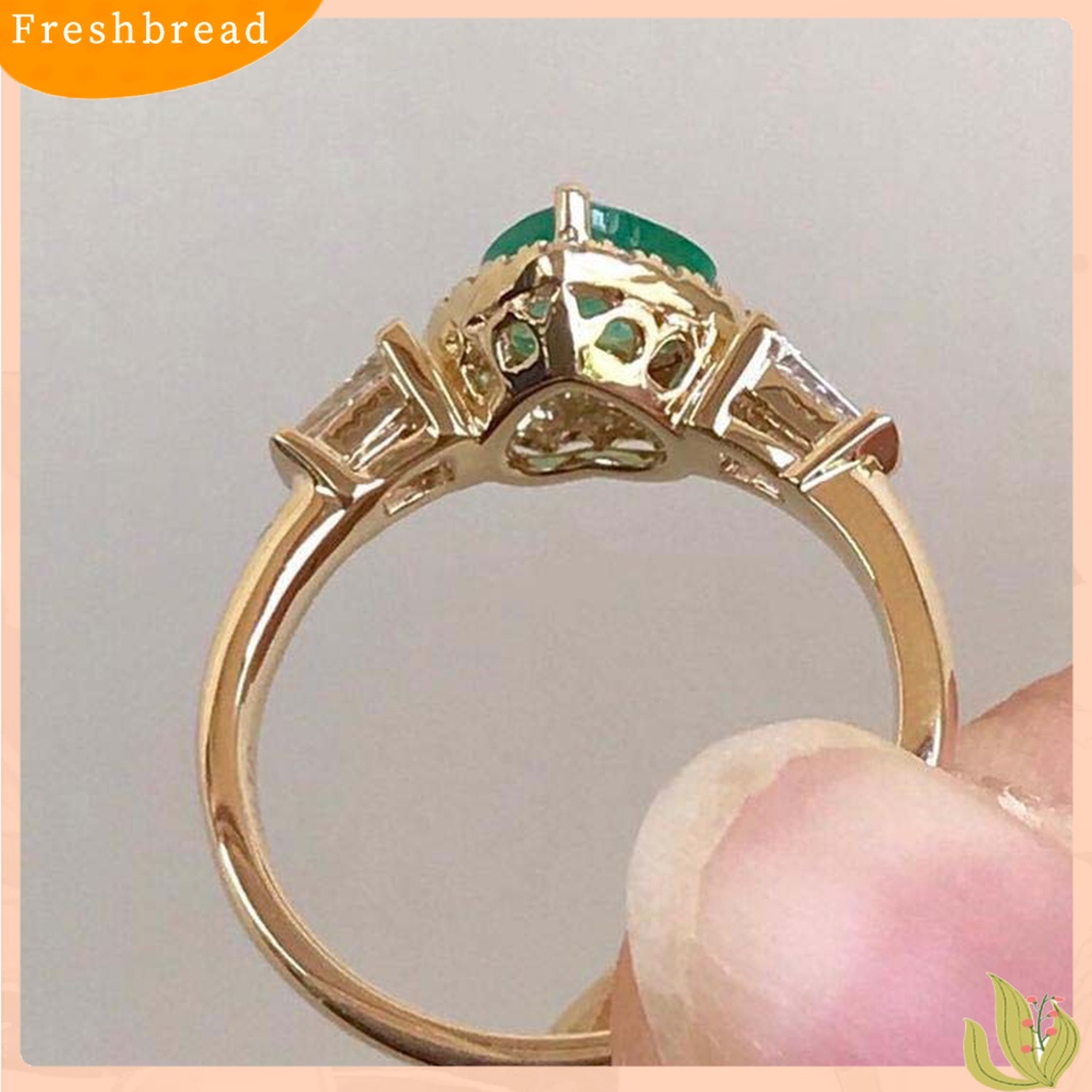 &lt; Freshbread &gt; Cincin Kawin Cantik Electroplating Retro Hadiah Cinta Emas Hati Berlian Imitasi Jari Cincin Perhiasan Fashion