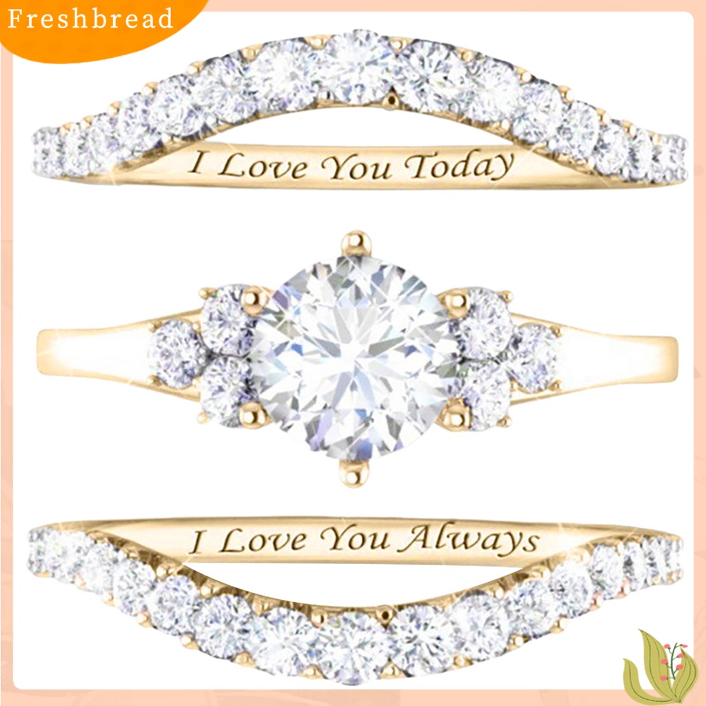 &lt; Freshbread &gt; 1set Cincin Wanita Electroplate Berkilau Alloy Halus Ladies Finger Ring Untuk Pesta