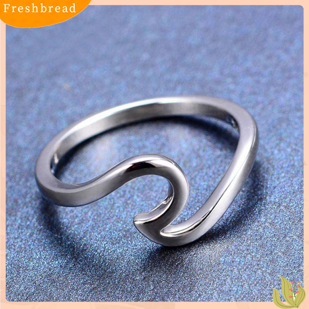 &lt; Freshbread &gt; Fashion Wanita Kreatif Bentuk Gelombang Jari Cincin Pertunangan Pesta Perhiasan Hadiah