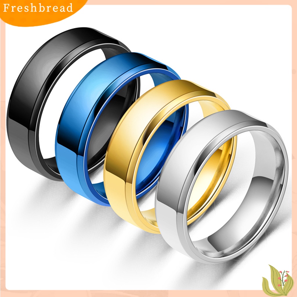 &lt; Freshbread &gt; Lebar Anti Karat Pria Cincin Stainless Steel Sederhana Indah Pertunangan Cincin Fashion Perhiasan