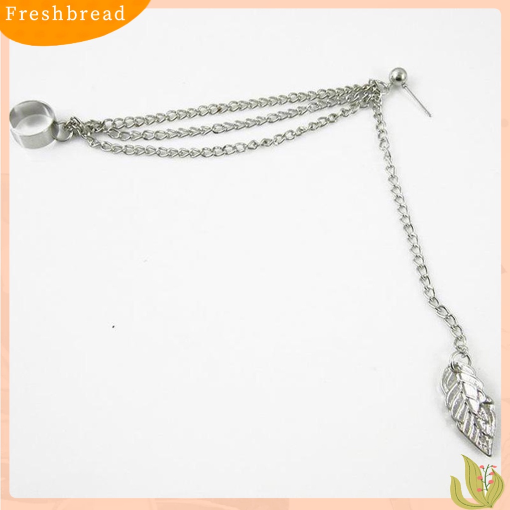 &lt; Freshbread &gt; Anting Fashion Rantai Logam Bentuk Daun Anting Menjuntai Perempuan