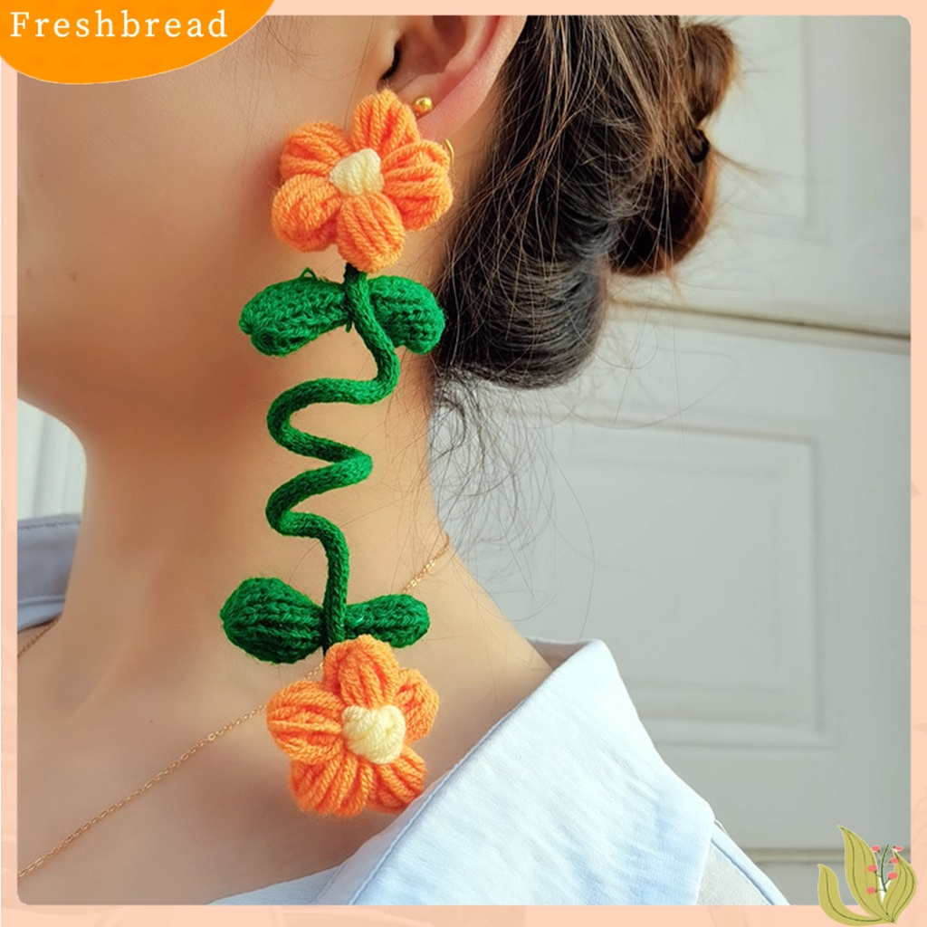 &lt; Freshbread &gt; 1pc Anting Menjuntai Model Kepang Bunga Spiral Gaya Liburan Anting Warna Cerah Untuk Pesta