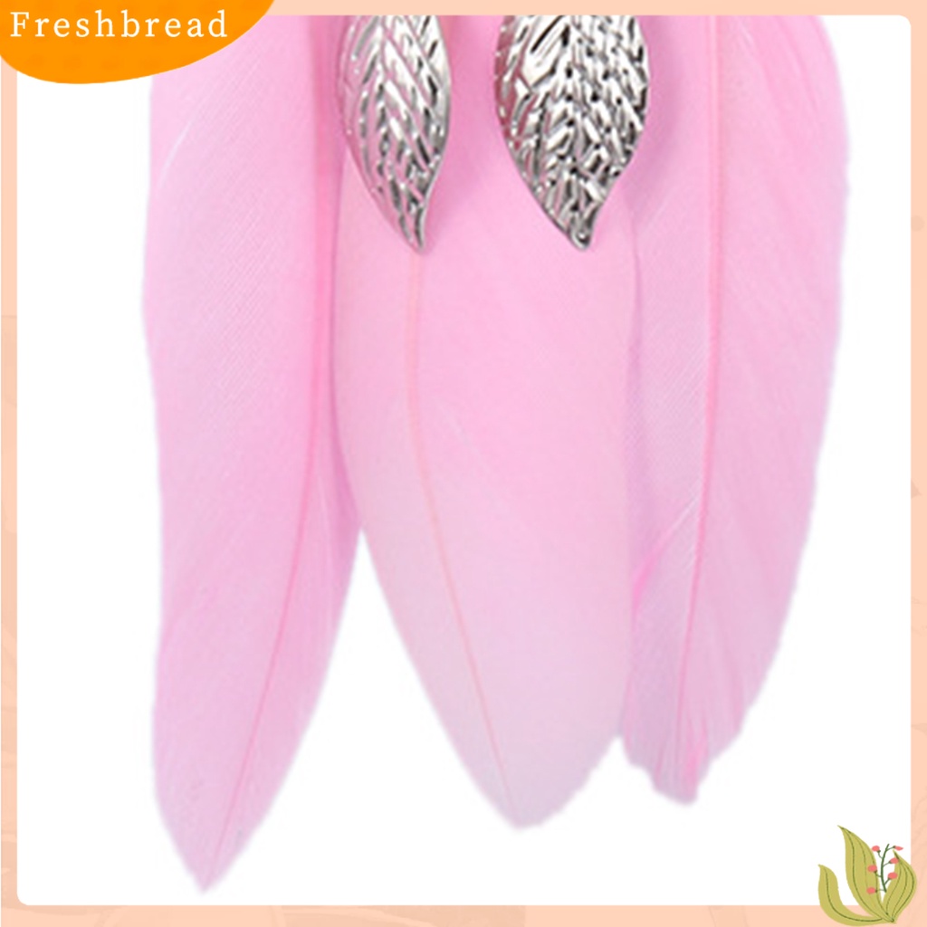 &lt; Freshbread &gt; 1pasang Lady Earrings Bulu Sintetis Bohemia Kreatif Jumbai Menjuntai Anting Prom Jewelry