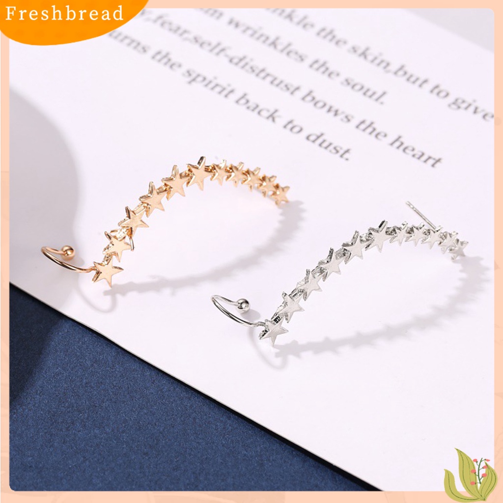 &lt; Freshbread &gt; 1pc Klip Anting Bentuk Bintang Warna Solid Ramah Untuk Kulit Anti-Cacat Indah Dekoratif Portabel Tahan Lama Ringan Wanita Stud Earrings Hadiah