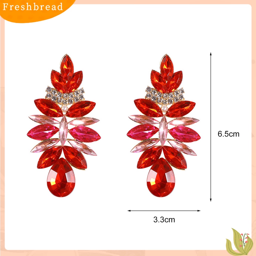 &lt; Freshbread &gt; 1pasang Bersinar Sederhana Piercing Stud Earrings Bentuk Tetesan Air Berlian Imitasi Wanita Anting Perhiasan Pernikahan