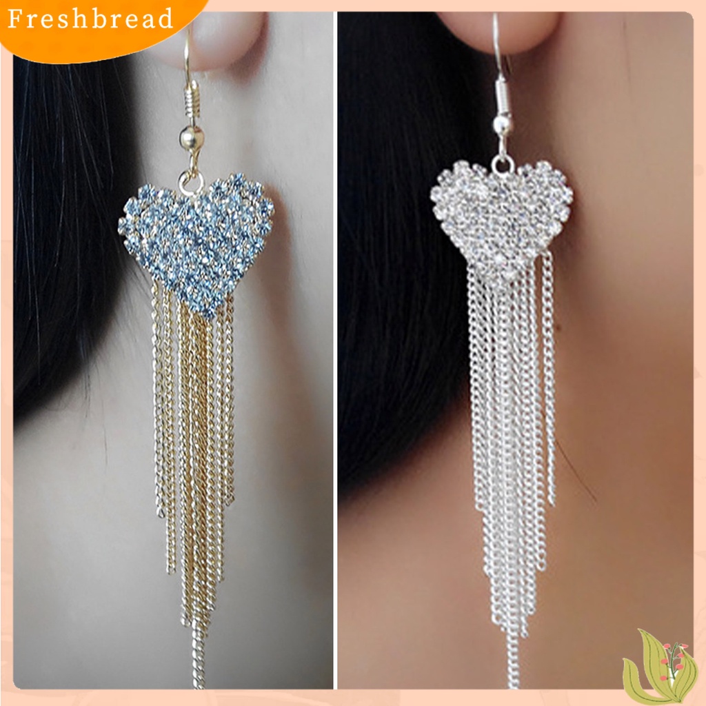 &lt; Freshbread &gt; 1pasang Anting Kait Tindik Hias Alloy Heart Decor Menjuntai Earrings Untuk Kehidupan Sehari-Hari