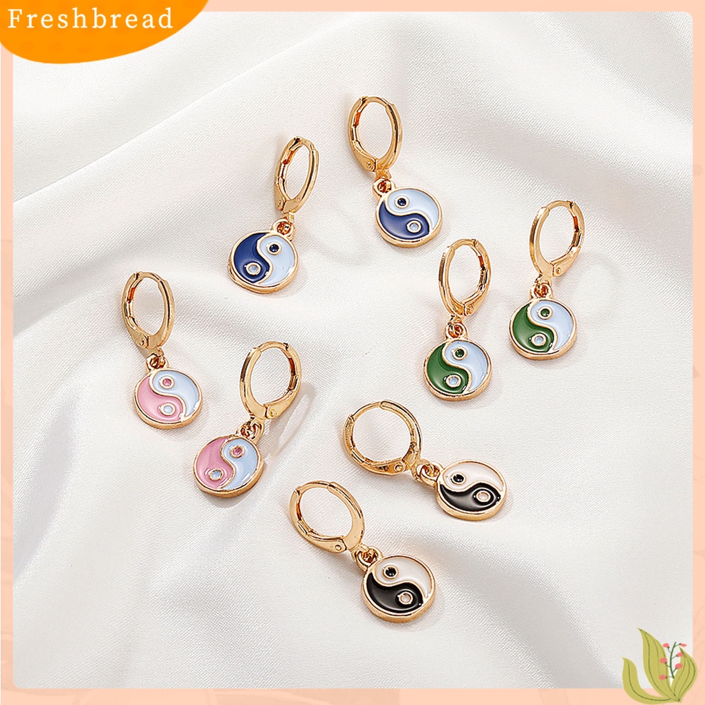 &lt; Freshbread &gt; 1pasang Anting Tetes Tindik Romantis Tradisional Warna-Warni Tai Chi Yin Yang Anting Hoop Perhiasan Pesta