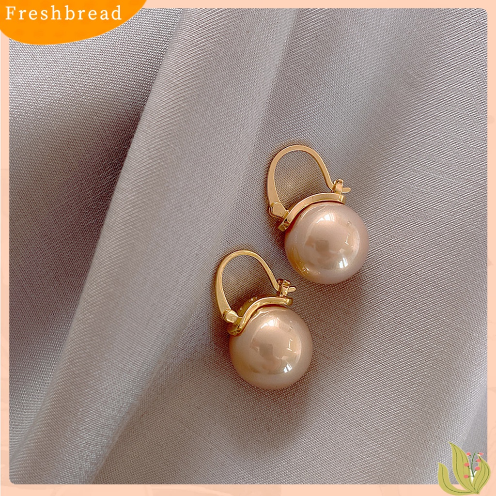 &lt; Freshbread &gt; 1pasang Anting Pengerjaan Halus Indah Imitasi Mutiara Mata-catching Fantasy Lop Earrings Untuk Outdoor