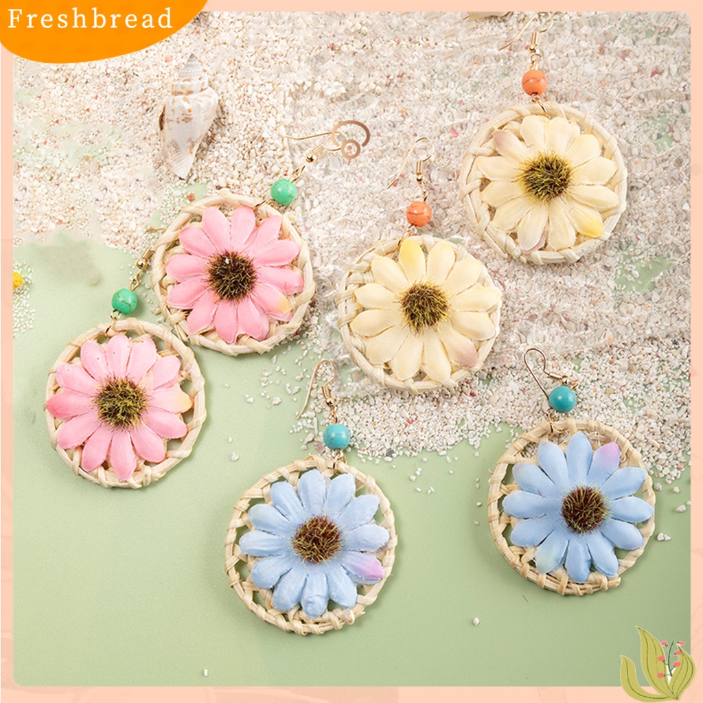 &lt; Freshbread &gt; 1pasang Drop Earrings Lingkaran Bunga Wanita Gaya Liburan Geometris Anting Perhiasan Hadiah