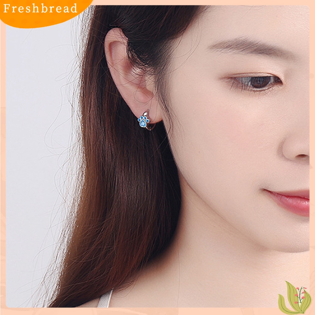 &lt; Freshbread &gt; 1pasang Anting Hoop Dainty Dipoles Kecil Lucu Berkilau Berlian Imitasi Cakar Kucing Huggie Earrings Fashion Perhiasan