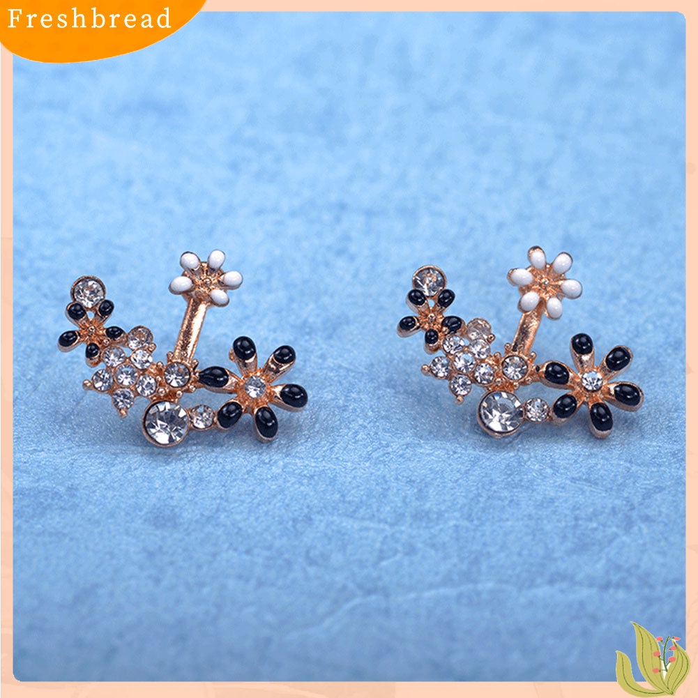 &lt; Freshbread &gt; Multicolor Elegan Wanita Berlian Imitasi Hias Bunga Anting Pesta Perjamuan Perhiasan