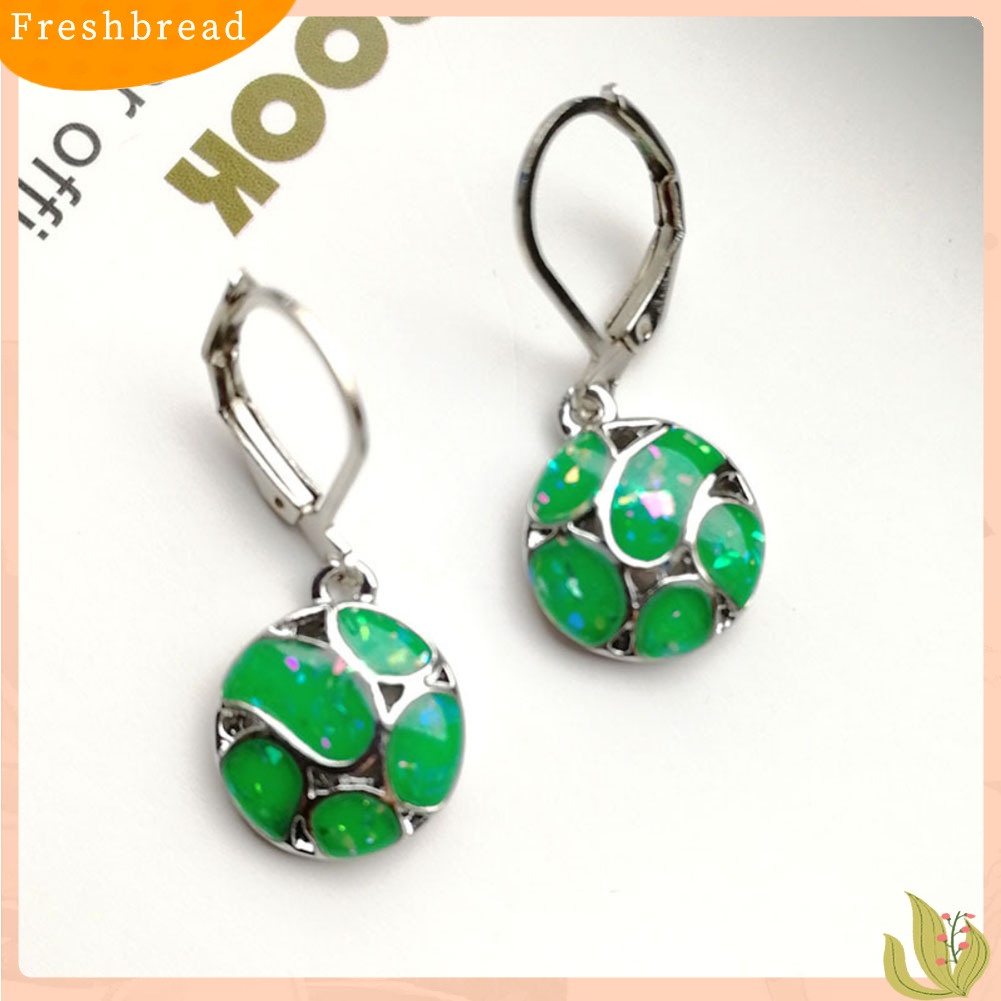 &lt; Freshbread &gt; Fashion Wanita Faux Opal Putaran Sepak Bola Menjuntai Leverback Earrings Perhiasan Hadiah