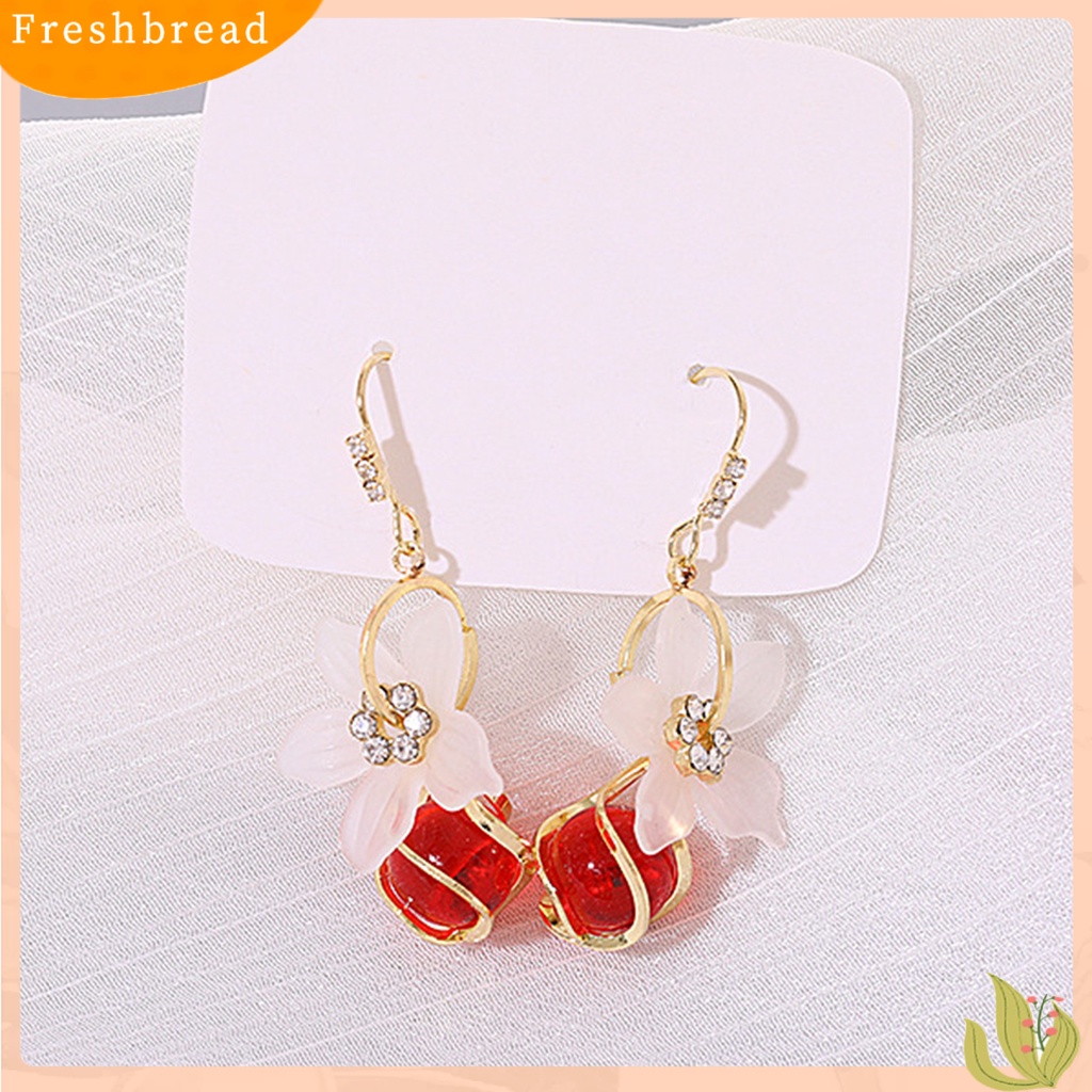 < Freshbread > 1pasang Anting Menjuntai Elegan Temperamental Indah Hias Meriah Wanita Manik-Manik Rumbai Liontin Anting Perhiasan Untuk Pacaran
