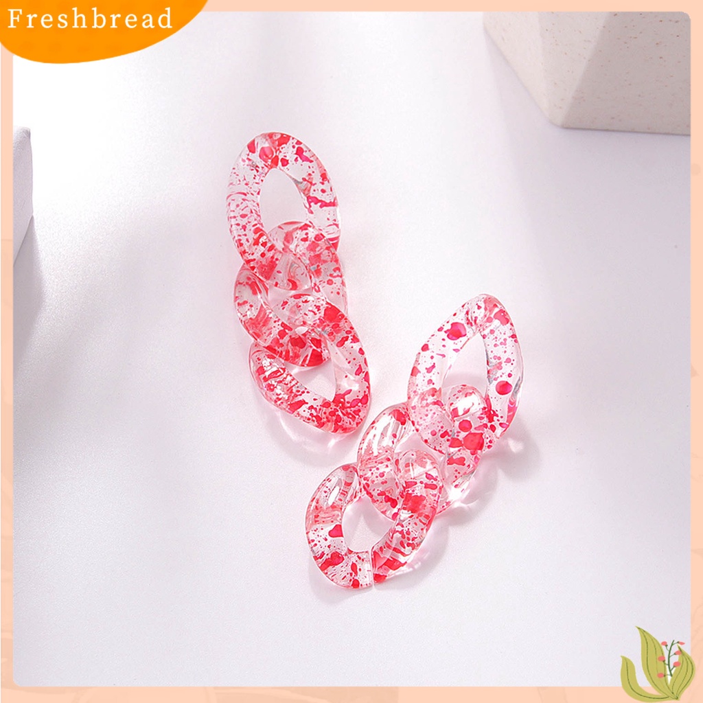 &lt; Freshbread &gt; 1pasang Anting Wanita Rantai Kuba Perhiasan Transparan Geometris Bohemian Drop Earrings Untuk Pesta