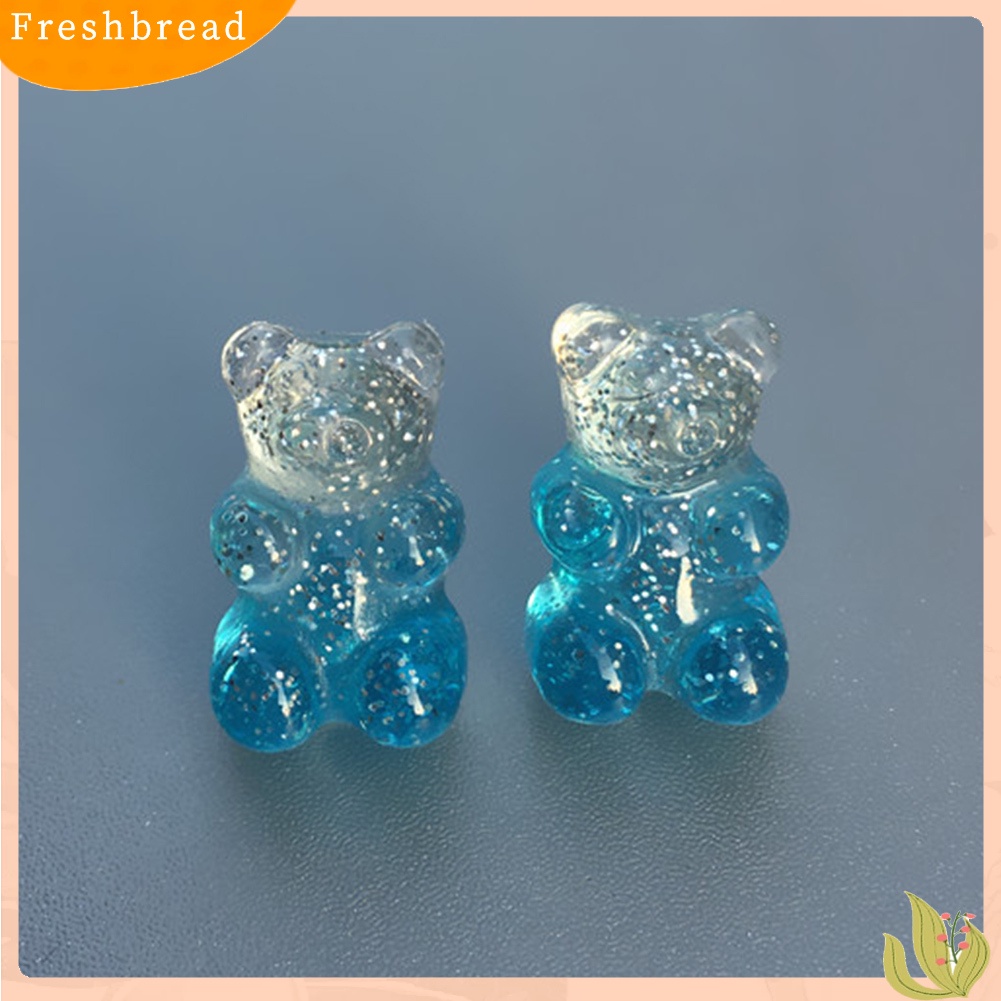 &lt; Freshbread &gt; Fashion Wanita Permen Warna Kartun Gummy Bear Ear Stud Earrings Perhiasan Hadiah