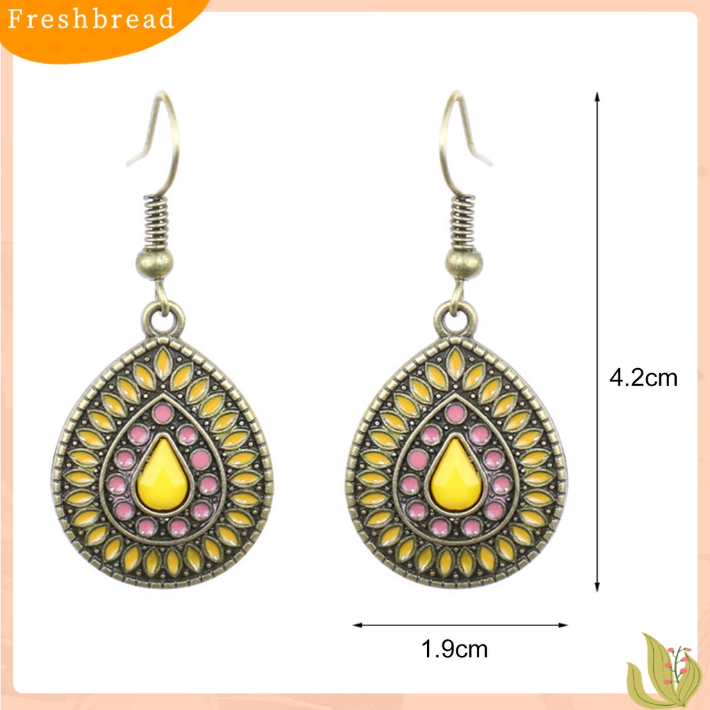 &lt; Freshbread &gt; 1pasang Anting Bentuk Tetesan Air Gaya Bohemia Glitter Menjuntai Gantung Hiasan Telinga Aksesoris Telinga Untuk Lady