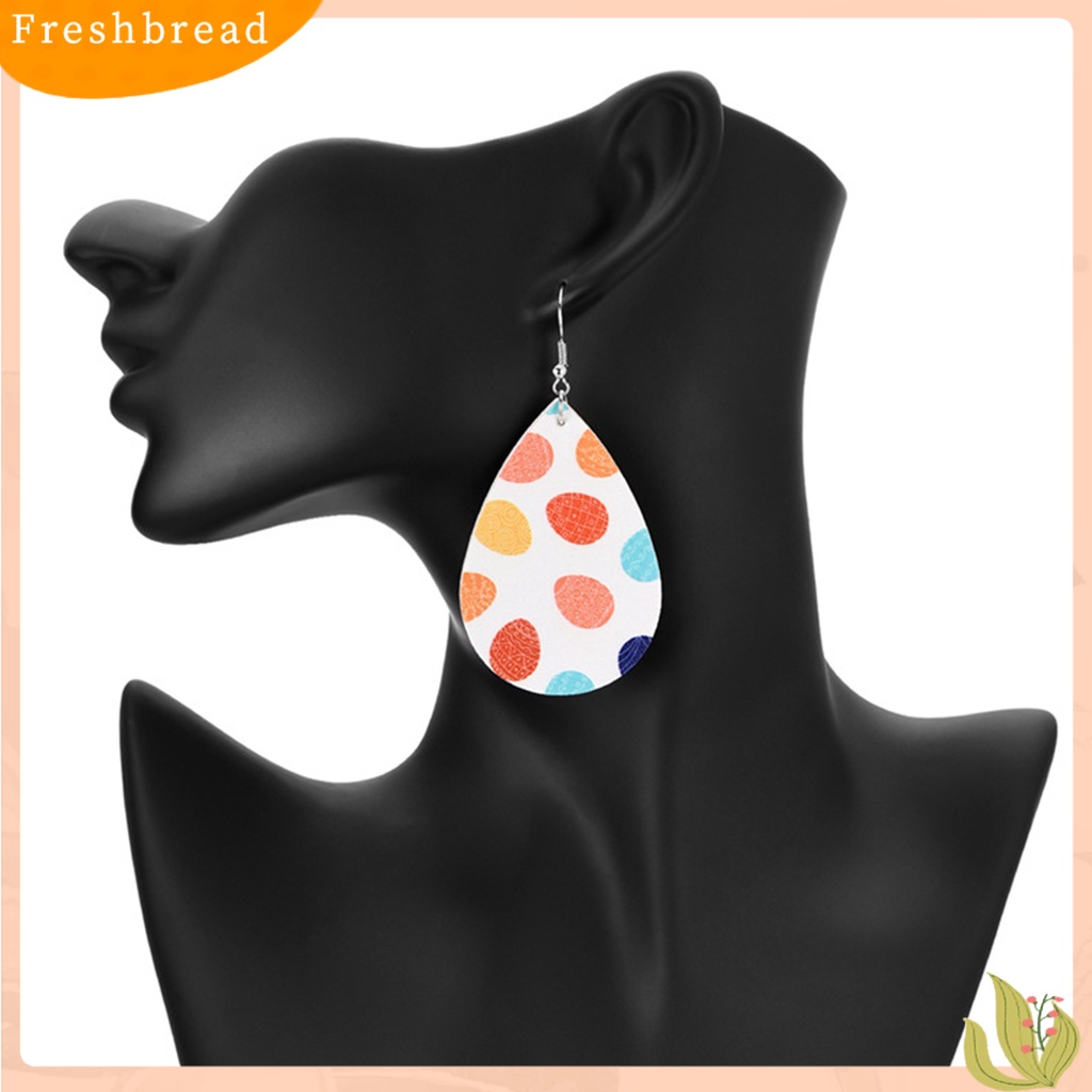 &lt; Freshbread &gt; Fashion Wanita Kulit Imitasi Logam Bentuk Tetesan Air Anting Hadiah Eardrops Menjuntair