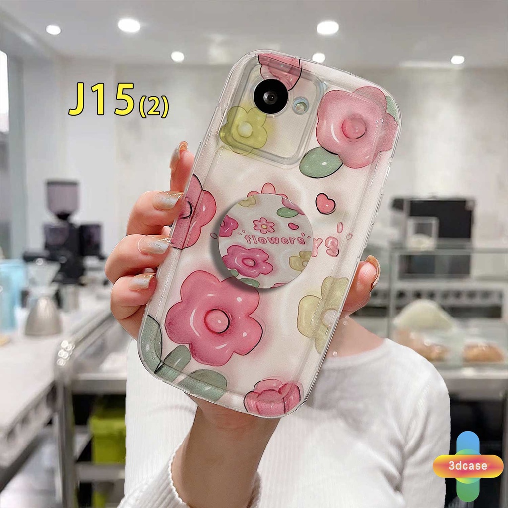 Soft Case Realme 10 5S 5 5i 9i C17 7i C11 2021 C21Y C30 C30S C33 C31 C35 C15 C21 C25 C20 C3 C12 C2 C25S C1 C25Y C2 C3i 6i C20A  Narzo 20 10 10A 20A 30A 50i 50A Prime A7 A5S A15 A16 A17 A53 A53S A57 Ins Pink Flowers Soft Airbag Soap Cover With Stand