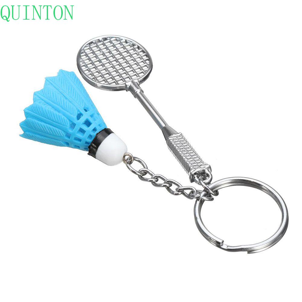 QUINTON Women Men Badminton Pendant Keyring 1PCS Key Holder Badminton Racket Key Chain 3D Cute Mini DIY Fashion Gifts Key Ring Keyfob/Multicolor