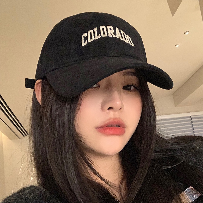 Vintage fashion Topi Baseball Untuk Wanita Dan Pria COLORADO Huruf Bordir Warna Solid Topi Outdoor Kerai Topi Yang Dapat Disesuaikan