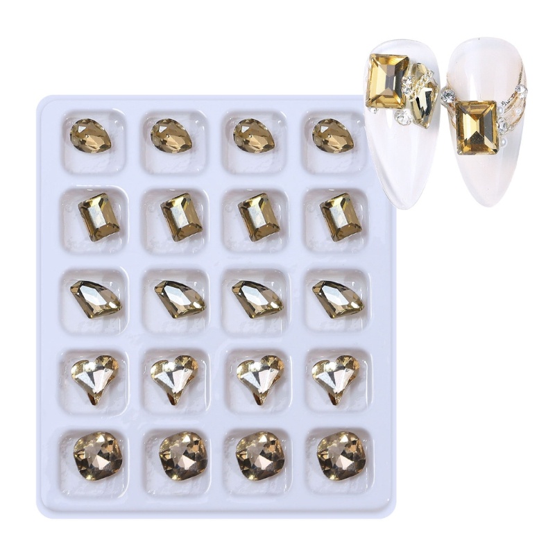 Siy 20Pcs 3D Resin Nail Art Kerajinan Rhinestones Charms Mixed Shiny Nail Kristal Permata Liontin Manicure Nail Perhiasan Diamon