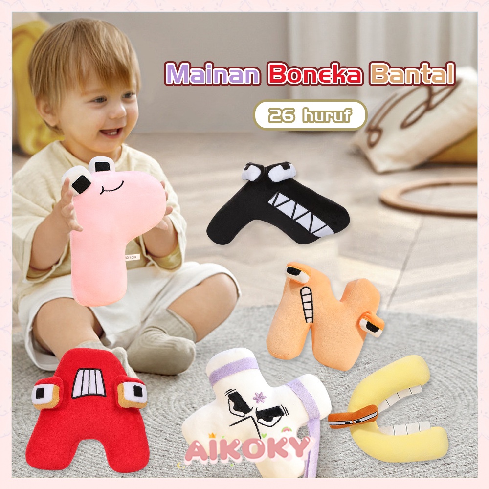 Aikoky Mainan Boneka Bantal Stuffed Plush Desain 26 Huruf Alfabet Lore