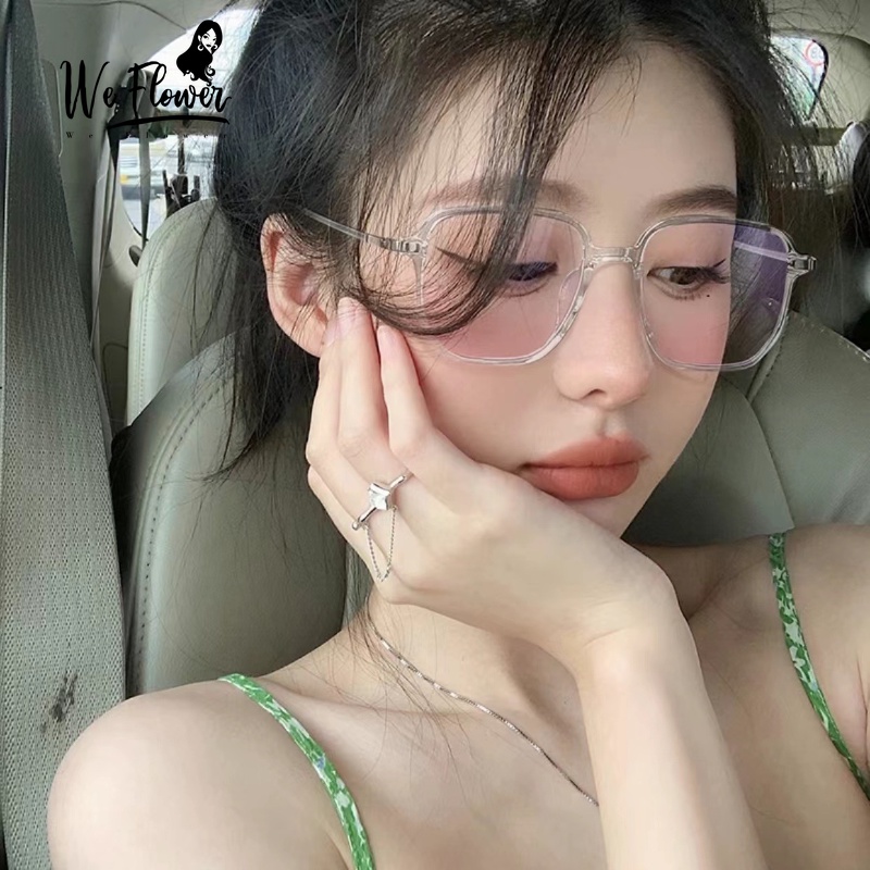 Kami Bunga Korea Besar Persegi Bingkai Kacamata Blusher Untuk Wanita Perempuan ins Trendi Oversized Gradual Lensa Pink Kacamata Kecantikan Luar Ruangan Steet Fashion Eyewear