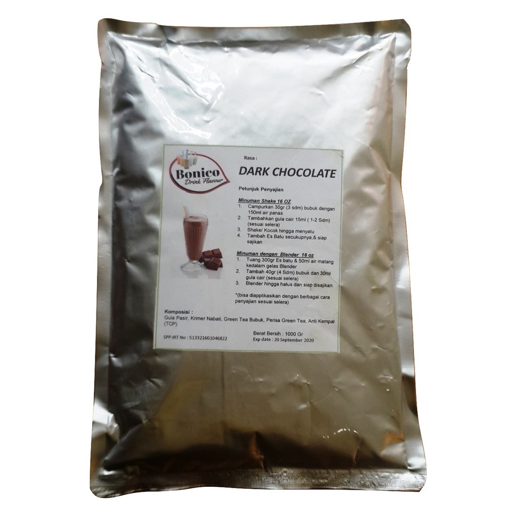 

[Ready-Stock] BONICO DARK CHOCOLATE powder 1Kg Bubuk minuman kekinian SHAKE MILK ice blend COKLAT HITAM pahit