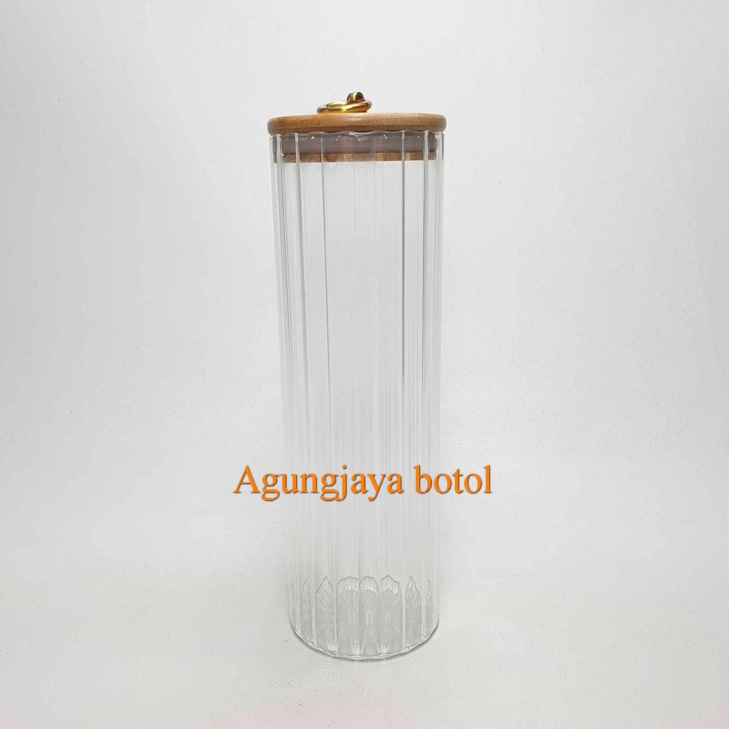 Jar Kaca 1000 Ml Bulat Gelombang Clear / Jar Kaca / Toples Kaca / Jar Madu / Jar Selai / Jar 1000 Ml