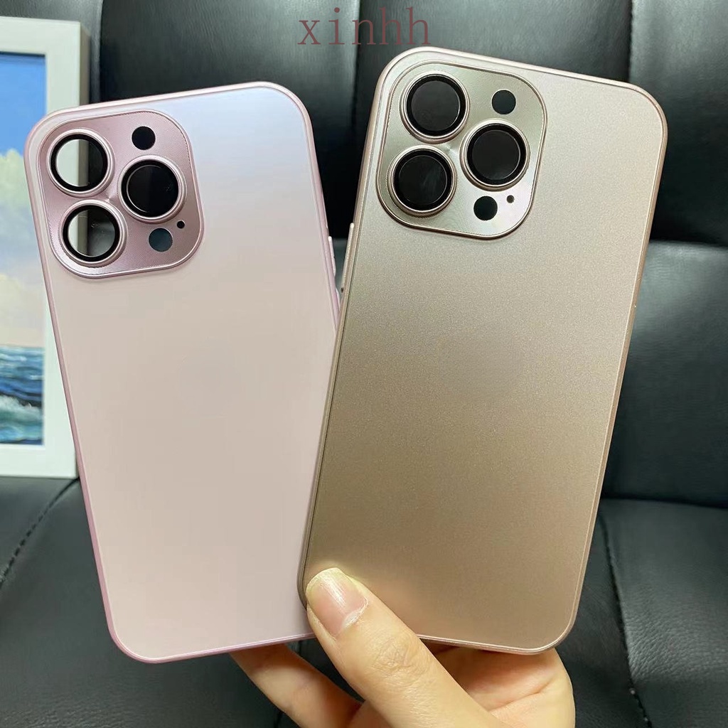 IPHONE Kabut Faced Cangling Hijau AG Frosted Glass Phone Case Untuk Iphone14 13 11 12 Pro Max 14Plus Lensa CD Grain Pelindung Belakang Casing